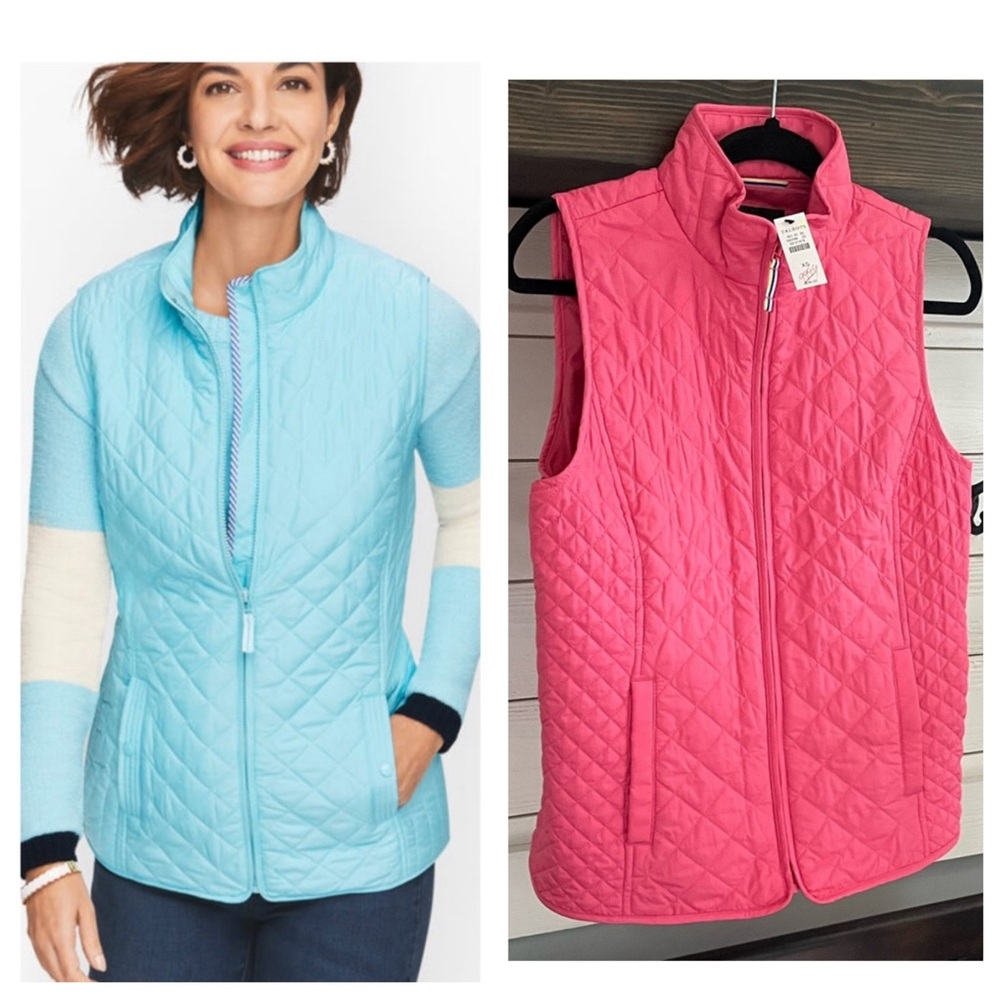 NWT TALBOTS $119 Lightweight Diamond Quilted Zip Front Vest Women’s Size…